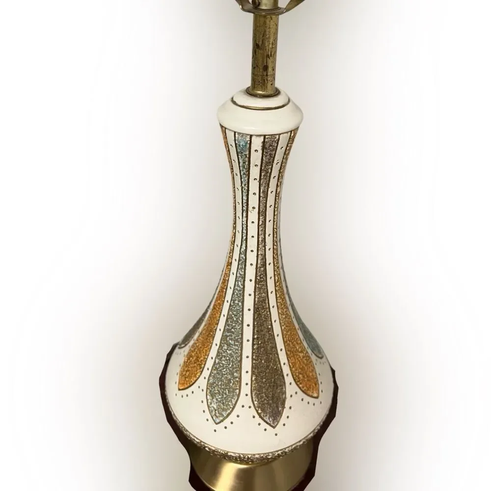 Vintage 1960s Mid-Century Modern Atomic Ceramic Genie Bottle Table Lamp